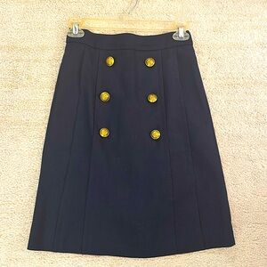 J. Crew gold button navy skirt